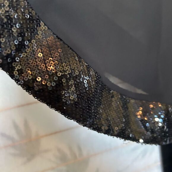 R&M Richards Knee-Length Dress w Sequined Sheer Draped Asymmetrical  Poncho 14W - Picture 8 of 11